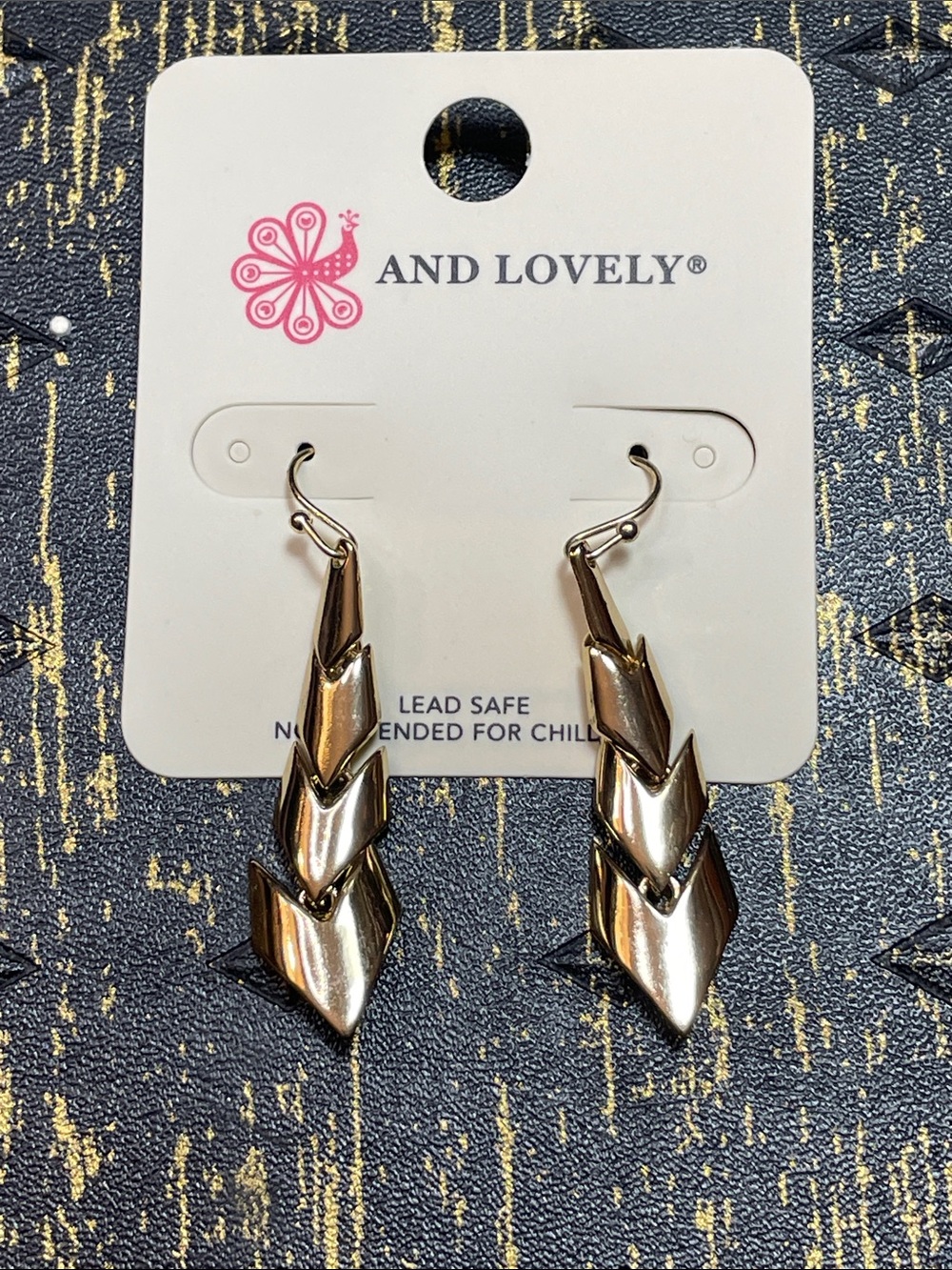 And Lovely Gold Tone Chevron Drop Earrings
